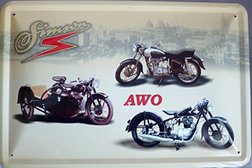 Blechschild Schild 20x30cm - AWO 3er Motorrad Ostalgie