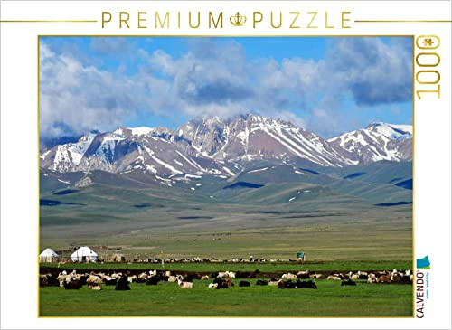 CALVENDO Puzzle Sommerweide, Song Kul, Kirgisistan 1000 Teile Puzzle quer | Lege-Größe cm Foto-Puzzle für glückliche Stunden