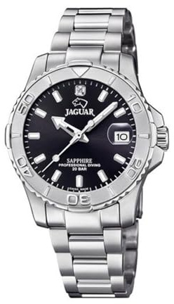JAGUAR J870/4 Couples Diver Damenuhr, Gehäuse aus Edelstahl 316L, silberfarben, Armband aus 316L-Edelstahl, silberfarben