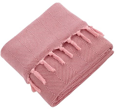 Mixibaby Tagesdecke Wohndecke Wendedecke Kuscheldecke Sofadecke Rosa Fischgrätendesign