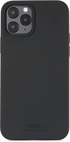 holdit Silikonhülle iPhone 12/12 Pro (6,1”) - 0,8mm Ultra dünn Handyhülle Silikon - Trendy Slim Silicone case mit Voller Schutz (erhöhte Kante für Kameraschutz) - Schwarz