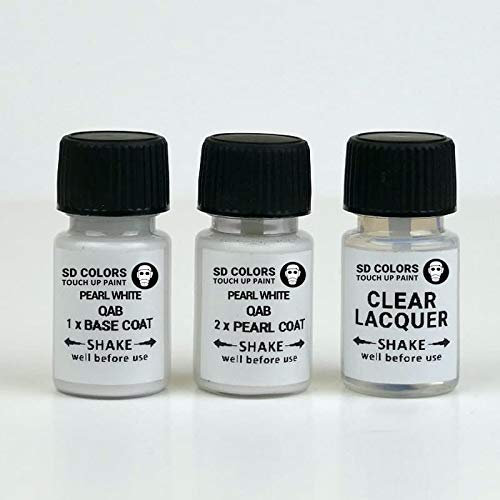 SD COLORS QAB Reparatur-Set für Lackreparaturstift, 15 ML, mit Pinsel, Farbcode QAB Perlweiß (Farbe + Lack)