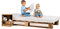sunnypillow Palettenbett aus Holz Holzbett 90x200 cm Eiche Massivholzbett Bett aus Paletten Palettenmöbel europalette Fichte Eiche 80 90 100 120 140 160 180 200 220 240 x 200cm