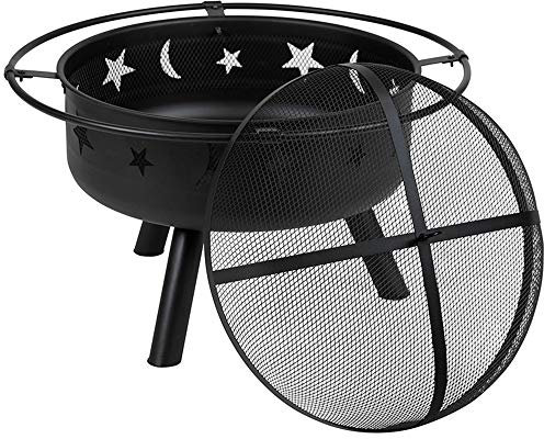 Flash Furniture Chelton Feuerstelle mit Funkenschutz, rund, 73,7 cm