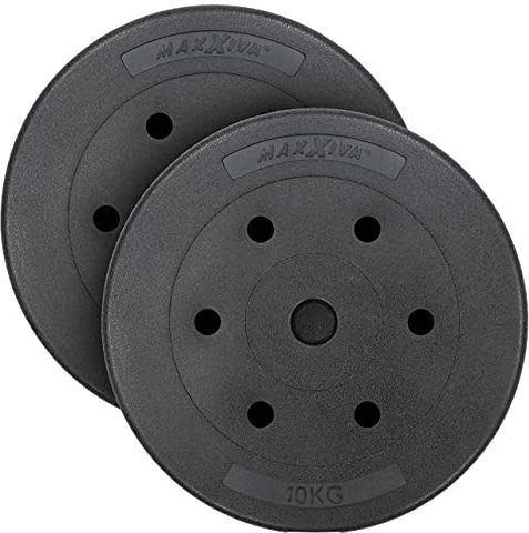 MAXXIVA Hantelscheiben-Set Zement 2 x 10 kg Ersatzgewichte für den Muskelaufbau Krafttraining Fitness-Zubehör Gewichtheben Gewichtsscheiben 20 kg