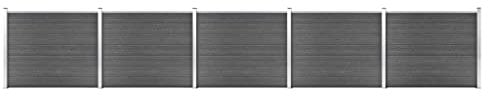 vidaXL Zaunelement Set mit Pfosten Sichtschutz Windschutz Zaun Gartenzaun Lamellenzaun Sichtschutzzaun Windschutzzaun WPC 872x146cm Schwarz