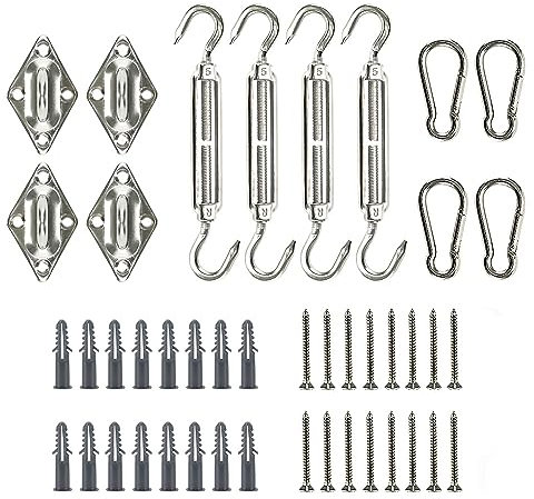 Kit de fixation de voile d'ombrage robuste pour voile d'ombrage rectangulaire, carrée et triangulaire, fixation d'installation d'auvent pour jardin, cour, terrasse, jardin, pelouse