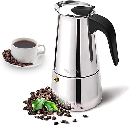 Cafetera Italiana en acero inoxidable 6 tazas (300 ml) Cafetera Italiana inducción para espresso. Compatible con gas, vitrocerámica e inducción. Uso doméstico y oficina. Cafetera Moka.