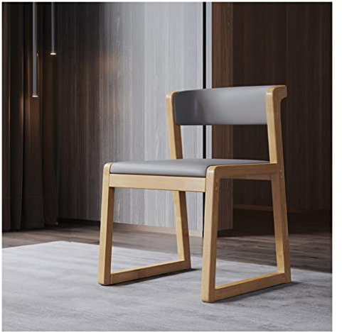 DUNAKE Esszimmerstuhl Beige, Schlafzimmerstuhl Für Erwachsene, Leder Armlose Beistellstühle Mit Holzbeinen Für Wohnzimmer Küche Empfang Schlafsäle Mid Century Modern Ohrensessel (Color : Style3)