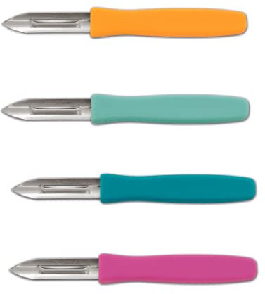 Arcos | Set 4 Pelapatatas de Colores | Cuchillos 4 Piezas | Cuchillos pelar Patatas | Acero Inoxidable | Hoja de 60 mm | Aptos Lavavajillas | Envase Ecológico | Multicolor