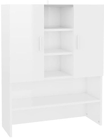vidaXL Armario de Lavadora Cuarto de Baño Aseo Inodoro Secadora Estantería Muebles Mobiliario Colada Almacenaje Blanco Brillante 70,5x25,5x90 cm