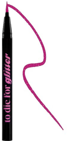 KRASH KOSMETICS Eyeliner Líquido Rosa To Die For Glitter FLIP PHONE - Waterproof 24h Larga Duración-Eyeliner de Colores Purpurina -Aplicador de Fieltro Punta fina - Vegano y Cruelty Free