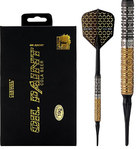 CUESOUL COLA Beer 19g Soft Tip 90% Tungsten Dart Set mit Ölfarbe Finished und vereinheitlichenden ROST Flights