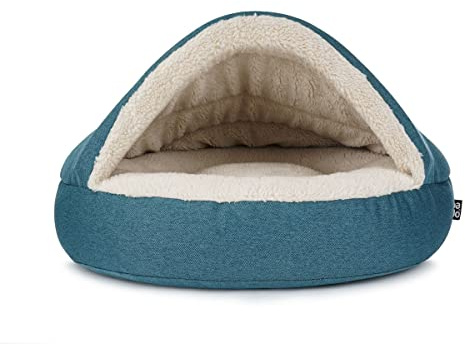 Mypado Shell Mono Hundehöhle mit Strukturstoff - die Kuschel Oase für den Hund Größe M, Füllung Schaumstoff, Türkis