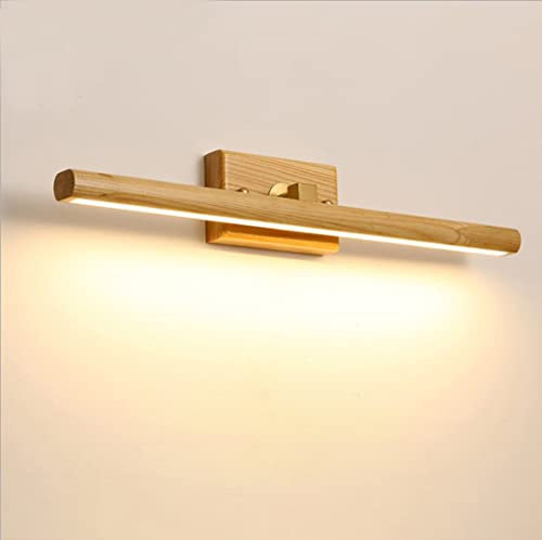 LANMOU 40CM LED Spiegelleuchte Aus Holz für Badezimmer - 8W 4000K Innen Hölzerne Spiegellampe, 640LM Modern Schminklicht, Bilderleuchte, Badleuchte für Schminktisch, Waschbecken