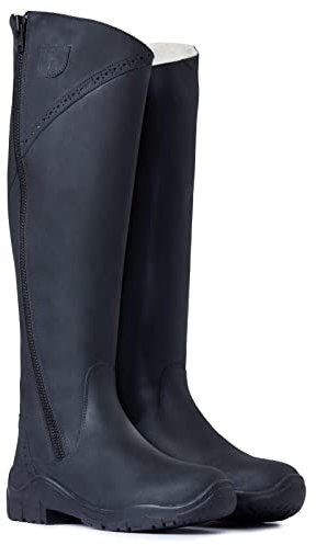 HORZE Stivali invernali da equitazione da donna in pelle Aspen, termici da equitazione in pelle, Nero , 40 EU