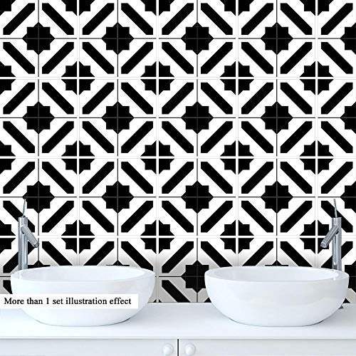 Carrelage adhésif Simplicité en noir et blanc Cuisine Salle de BainAuto-Adhésif Adhesive Imperméable Autocollant Carreau Ciment Mural 10cmX10cm / 1 set of 10 pcs