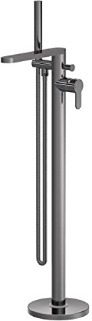 nuie ARV721 Arvan Modern Bathroom Floor Standing Bath Shower Mixer Tap with Kit, Brushed Pewter