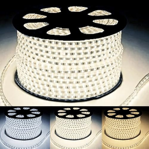 SILAMP Ruban LED Fin 50M 220V Recoupable 20cm IP65 2835 120LED/m - Blanc Neutre 4000K - 5500K