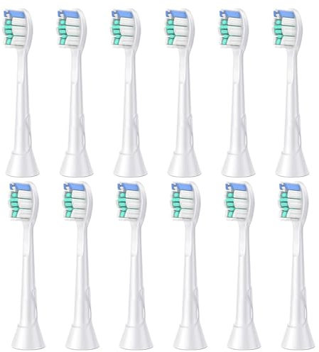 12 Stücke Zahnbürstenköpfe Ersatzzahnbürsten Kompatibel mit Philips Sonicare Elektrische Zahnbürste, Weiße Aufsteckbürsten