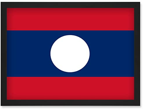 Artery8 Lao People's Democratic Republic National Flag Patriotic Vexillology World Flags Country Region Poster Artwork Framed Wall Art Print A4