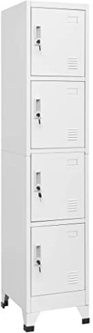 YEZIYIYFOB Schließfachschrank mit 4 Fächern 38x45x180 cm Metallschrank Aktenschrank Werkzeugschrank Vorratsschrank BüRoschrank Werkstattschrank Aktenschrank AbschließBar Coolen Stil mit 4 Fächern