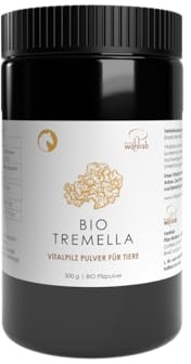 Pilze Wohlrab | Bio Tremella Pulver für Tiere | 300 g | Reines Vitalpilze Pulver mikrofein | Höchste Bio-Qualität | Vitalpilze Pulver | Dosierung für Tiere | 1 Dose