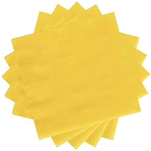 20Pcs Yellow Party Paper Napkins,Yellow Party Tableware Decor Yellow.Paper Napkin YellowServiettes for Kids Easter YellowParty Supplies Table Decoration