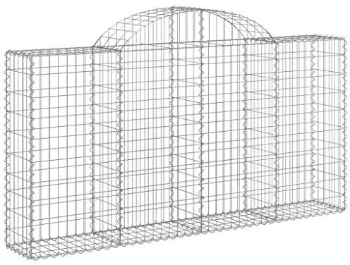vidaXL Gabione mit Hochbogen 40 STK., Steinkorb Drahtkorb Dekorativ, Gabionenkörbe Verstärkte Gabionenhaken, Gabionenwand Gabionen Zaun Garten, Verzinktes Eisen