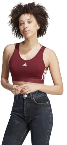 Adidas Damen Essentials 3-Stripes Crop Top with Removable Pads, Shadow red/White, M