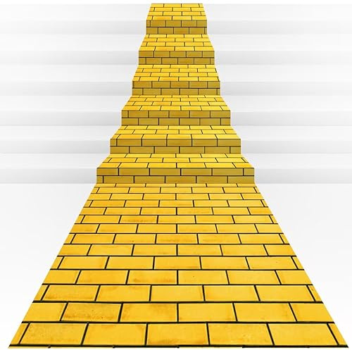 4.5 x 20 Feet Yellow Brick Road Floor Runner for Wizard Party Decorations,Large Disposable Brick Stone Wall Backdrop for Photography for Halloween Princess Cosplay Medieval Castle Party Decorations