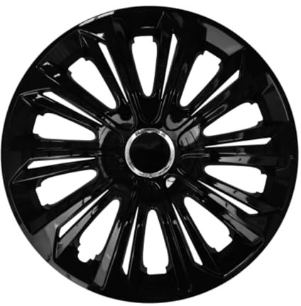 Luckyberg Radkappen 14 Zoll Strong | Radzierblenden 4er-Set für die meisten Automarken und Stahlfelgen, Zierkappen in vielen Farben. Felgenabdeckung für Autofelgen. (14 - SCHWARZ LACKIERT)