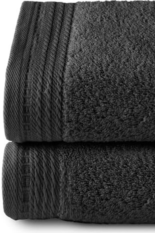 Top Towel - Premium - Toallas de baño Grandes - Toallas baño -2 Toallas de Manos -50 x 100 cms - Algodon 100% - 600 Gramos - Negro