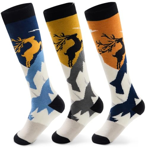 Aisyee Boys Ski Socks Kids Winter Warm High Thermal Socks Size 9-11 Age 5-7 Years