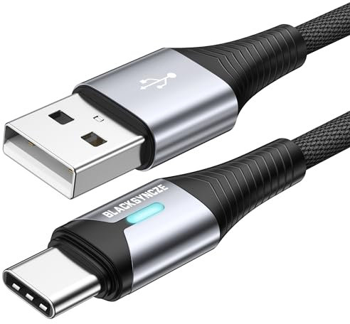 BLACKSYNCZE Cavo USB Type-C 2M, 3.1A Cavo USB C Ricarica Rapida Cavo Type C Nylon Cavo USB USB C per iPhone 15/15 Pro/15 Pro Max, Samsung Galaxy S24/S23/S22/S21/Note 20/10, Mate 60/50, Google Pixel