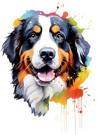 GRAZDesign Wandtattoo Hund Berner Sennenhund buntes cooles Wandsticker für Jugendzimmer, Kinderzimmer, Wohnzimmer Wandaufkleber - 80x57cm