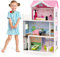 COSTWAY Casa delle Bambole in Legno, Casetta delle Bambole con Ascensore Funzionante, Scala Girevole, Stanze Simulate e Ricchi Accessori di Arredamento, Regalo per Bambini di 3+ Anni
