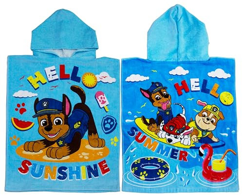 Character World offizieller Paw Patrol Kapuzen-Handtuch-Poncho | Superweicher Griff, tolles Sommerdesign
