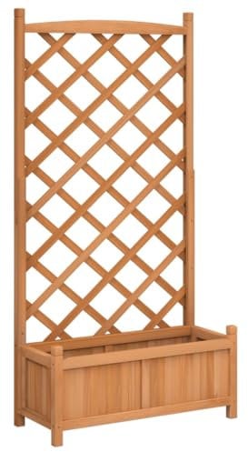 vidaXL Jardinière avec Treillis, Bac à Fleurs de Patio, Boîte de Plantation d'Extérieur pour Légumes Herbes, Marron Bois Massif de Sapin