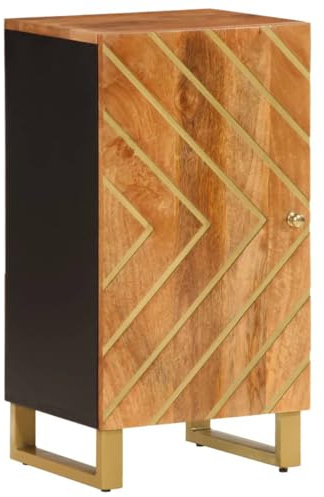 KTHLBRH Wohnzimmerschrank Esszimmerschrank Anrichte Beistellschrank Braun und Schwarz 40x33,5x75 Massivholz Mango für Wohnzimmer, Küche, Esszimmer