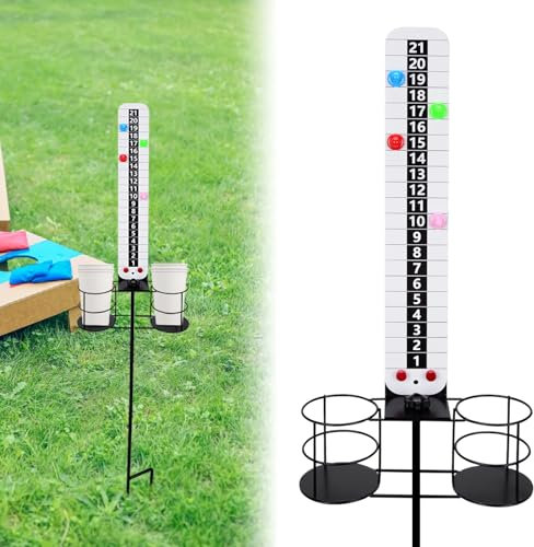 BOOSTEADY Cornhole Anzeigetafel aus Metall mit Getränkehaltern, Corn Hole Score Keeper mit Magnet für Outdoor Hof Rasenspiel