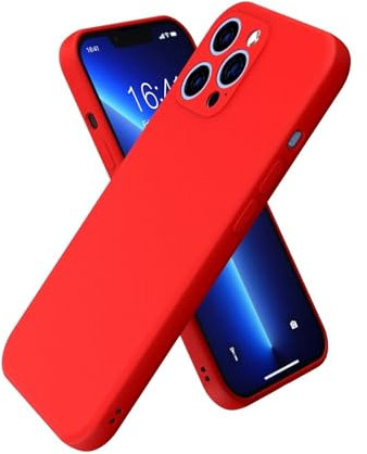 Ball Grace Liquid Silicone Case Designed for iPhone 12 Pro Max Case, Full Body Protective Covered Gel Rubber Slim Shockproof Cover Case with Microfiber Lining, 6.7 inch (Red)
