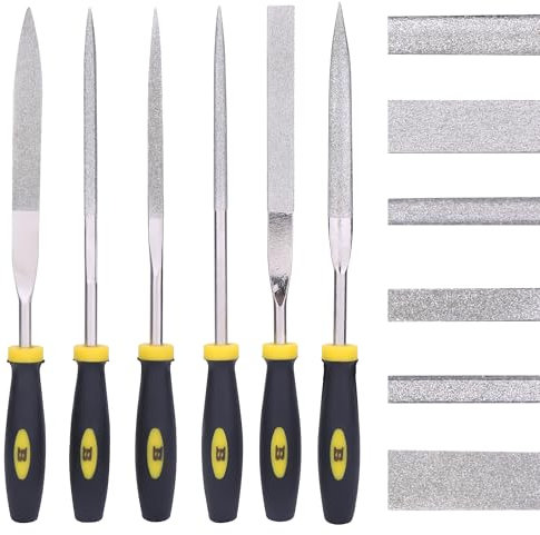 Feilen Set, 6-teiliges Diamant feilenset, enthält quadratische, Dreikantfeile, Rundfeile, halb Rundfeile, flache und Flachfeile Nadelfeilen Arbeit für Metall, Holz