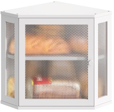 STDDRE Eck-Brotkasten, Küchenarbeitsplatte, extra große Kapazität, Bauernhaus-Brotbox, Eck-Arbeitsplattenaufbewahrung, doppellagiger Brothalter (weiß, groß)