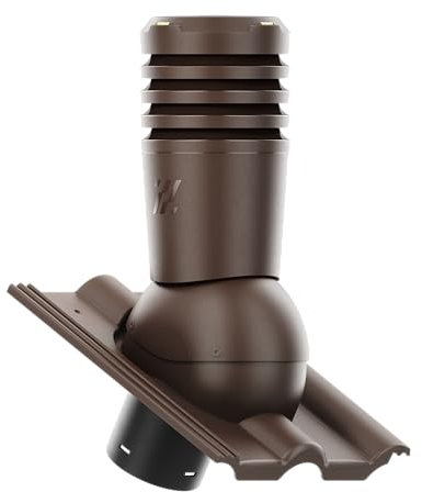 KRONO-PLAST Dachentlüftung Entlüfterkamin Dachkamin Dachlüfter 125 mm für Betondachziegel Doppelrömer Dachziegel Dachlüfter Dunkelbraun Ecoline
