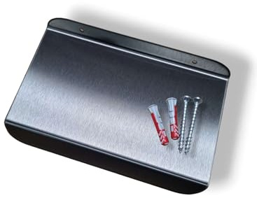 Eleganter Edelstahl-Wetterschutz, Pultdach mit Abtropfkante für Schalter, Wallbox und Briefkasten (B=600mm(60cm) x T=250mm(25cm))
