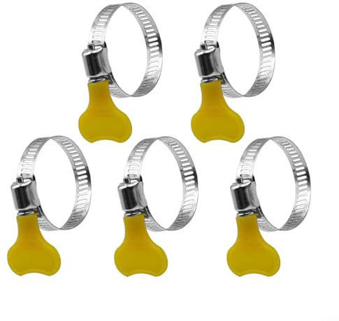 5pcs Stainless Steel Hose Pipe Clamps Clips Adjustable Plastic Handle for Home Flexible Gas Petrol Fuel Hose Pipe Tube(22-32mm)