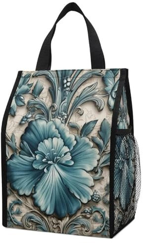 Lunchtasche, Lunchbox für Damen, wiederverwendbare Kühltasche, bedruckt mit Blumen, isolierte Lunchtasche für Reisen