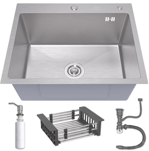 Single-bowl kitchen sink INOX 60x50 + Dispenser, basket