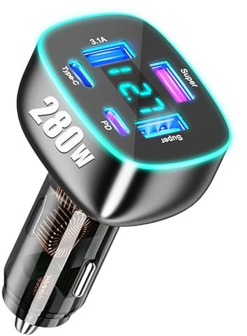 5 Port USB C Phone Charger with PD 30W Dual Voltage Display Super Fast for MacBook iPhone 16 15 Pro Max Samsung 100W Max Super for Huawei/Android Phones Adapter